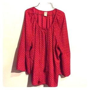 Faded glory sparked red boho shirt Sz 2x